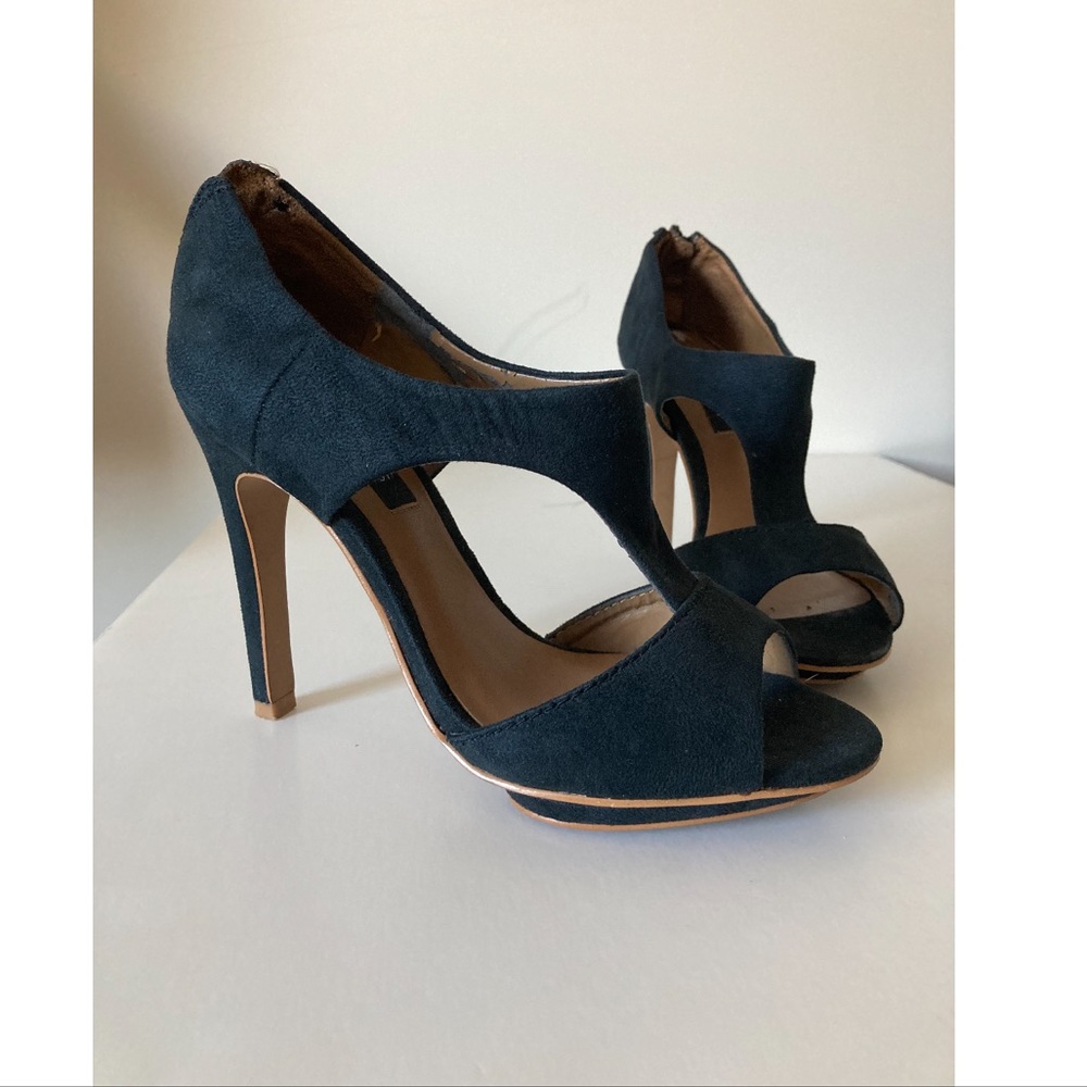 Mango Black Suede Cutout Stiletto Heeled Sandals size 37 US 6.5